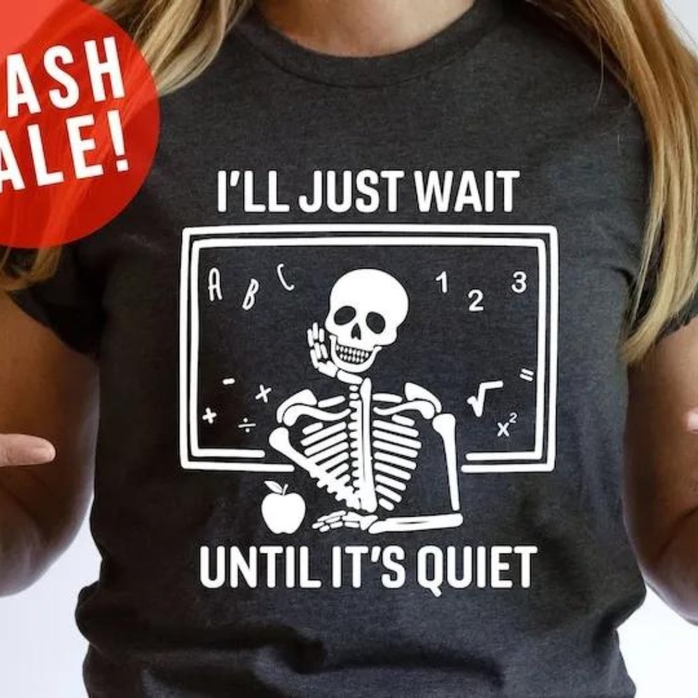 H0717 Halloween Teacher Spooky wait until quiet Fall School Ghost Pumpkin Skelet